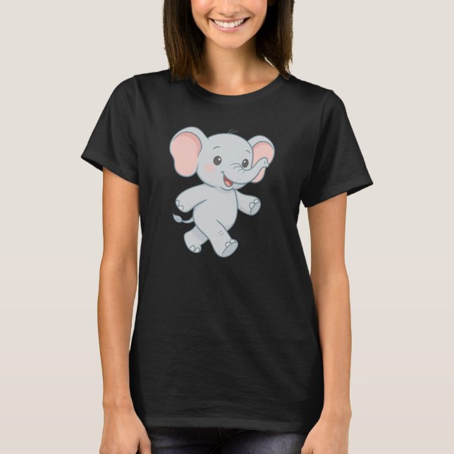 Camiseta Cute Baby Elephant Cartoon (Frente)