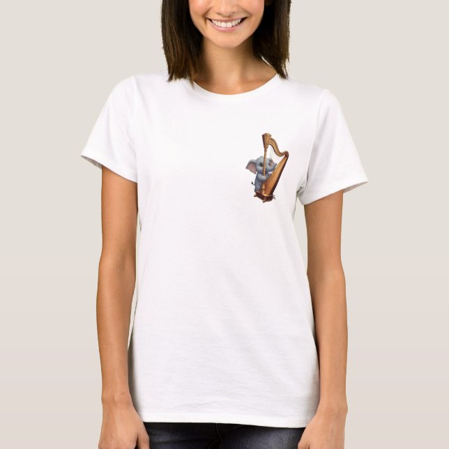 Camiseta Cute Baby Elephant Peeking Behind an Ornate Golden (Frente)
