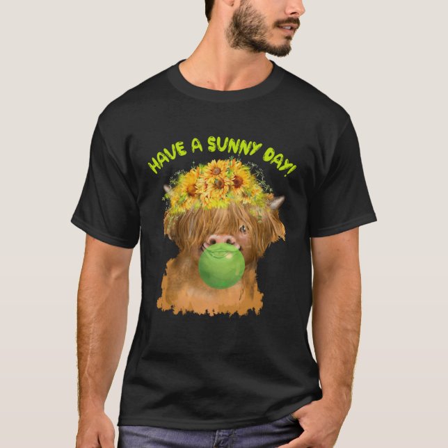 Camiseta Cute Baby Highland Cow Funny Have A Sunny Day! Des (Frente)
