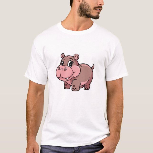 Camiseta Cute Baby Hippo Moo Deng Long Sleeve T Shirt (Frente)