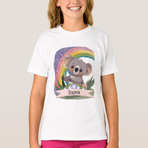 Camiseta Cute Baby Koala Rainbow Nome Personalizado