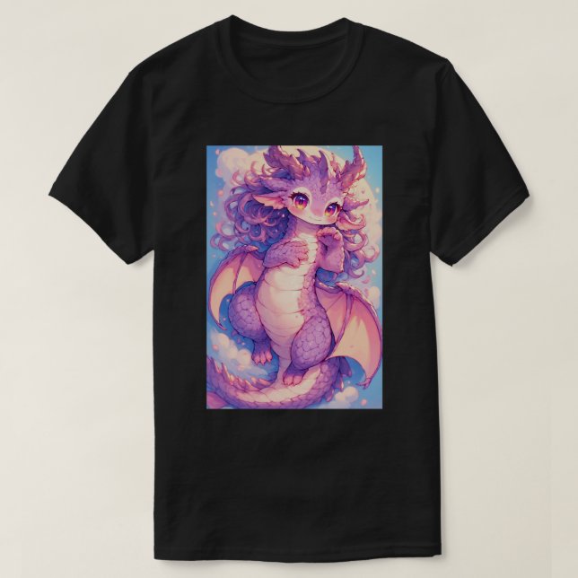 Camiseta Cute Baby Rave Dragon Anime Kawaii Art 02 (Frente do Design)
