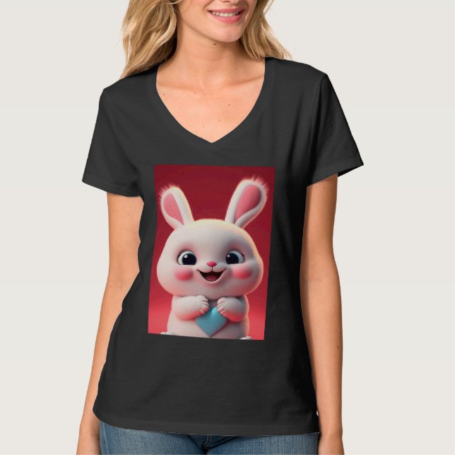 Camiseta Cute baby white rabbit happy smile big eyes Valent (Frente)