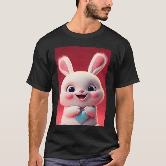 Camiseta Cute baby white rabbit happy smile big eyes Valent (Frente)