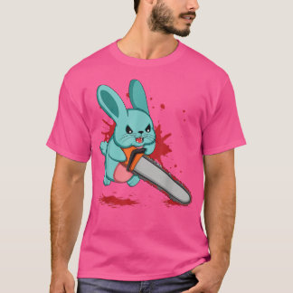 Camiseta Cute Bad Evil Bunny Scary Saw Rabbit Egg Happy Eas