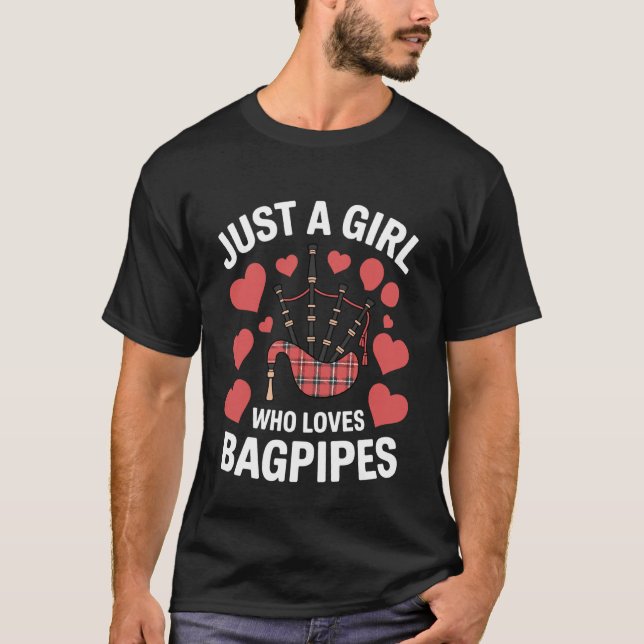 Camiseta Cute Bagpipe Design for Women Girls Bagpipe Player (Frente)