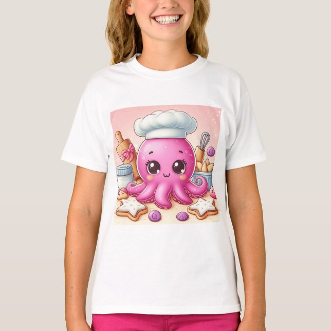 Camiseta Cute baking octopus shirt (Frente)
