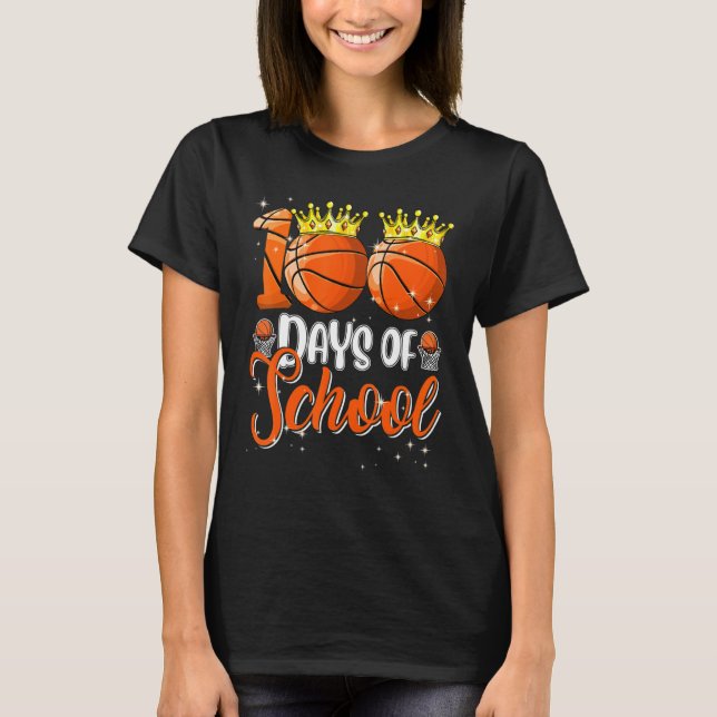 Camiseta Cute Basketball 100 Days Of School Teacher Happy 1 (Frente)