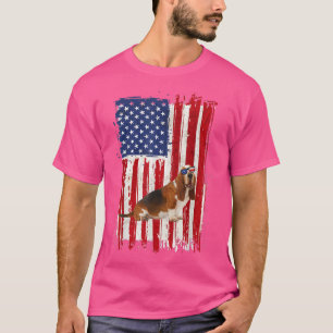 Camiseta Cute Basset Hound Dog American Flag Independence 4