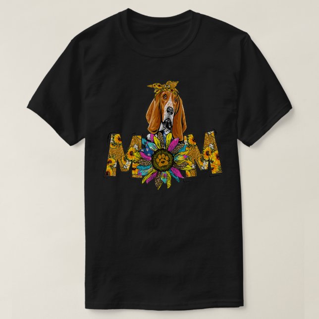 Camiseta Cute Basset Hound Mom Sunflower Dog Mom Mother's D (Frente do Design)