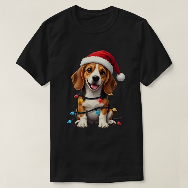 Camiseta Cute Beagle Christmas Santa Pet Dog Lover  (Frente do Design)
