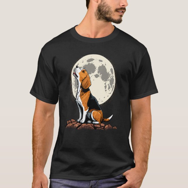 Camiseta Cute Beagle Howling at the Moon Beagle Mom (Frente)
