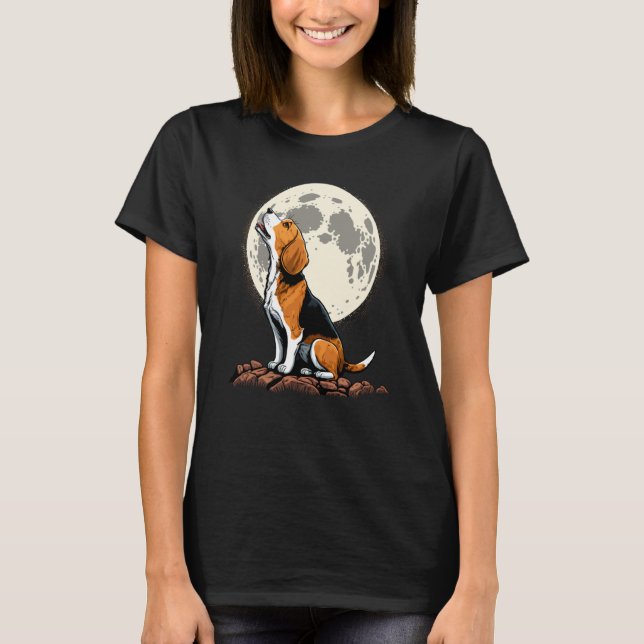 Camiseta Cute Beagle Howling at the Moon Beagle Mom (Frente)
