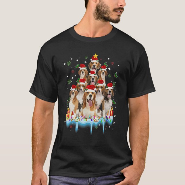 Camiseta Cute Beagle Santa Dog  Merry Christmas Xmas (Frente)