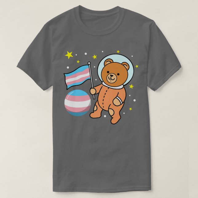 Camiseta Cute Bear Astronaut Trans Pride  (Frente do Design)