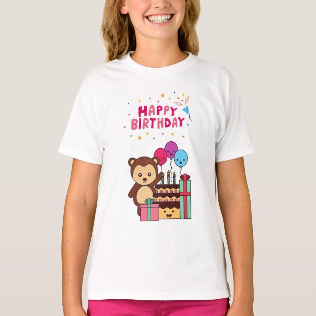 Camiseta Cute Bear Birthday Celebration - Adorable Cartoon  (Frente)