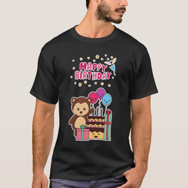 Camiseta Cute Bear Birthday Celebration - Adorable Cartoon  (Frente)