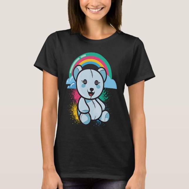 Camiseta Cute bear colourful rainbow teddy bear cuddly bear (Frente)