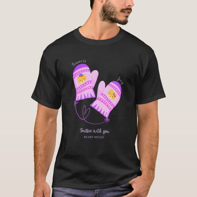 Camiseta Cute Bear Smitten With You Personalized Lovers  (Frente)