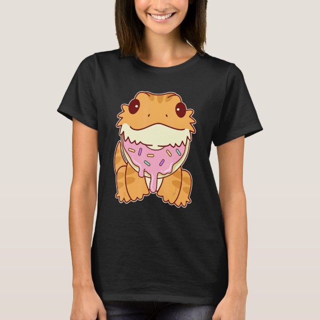 Camiseta Cute Bearded Dragon With Doughnut (Frente)