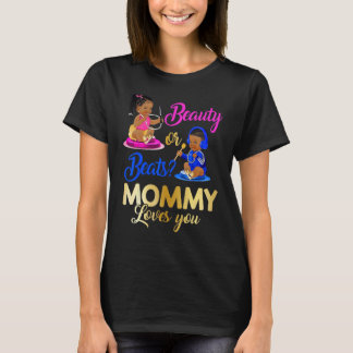 Camiseta Cute Beauty Or Beat Mommy Loves You  Gender Reveal
