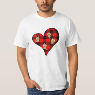 Camiseta Cute Beavers em um Coração com Xadrez de Buffalo