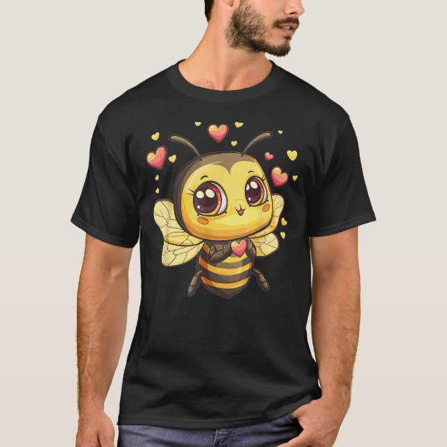 Camiseta Cute Bee With Hearts I Kids Bee (Frente)