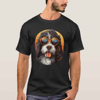 Camiseta Cute Bernedoodle With Sunglasses Colorful Graphic