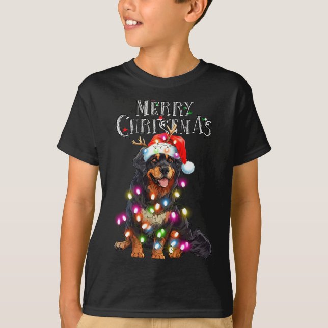Camiseta Cute Bernese Mountain Christmas Lights Xmas Dog Lo (Frente)