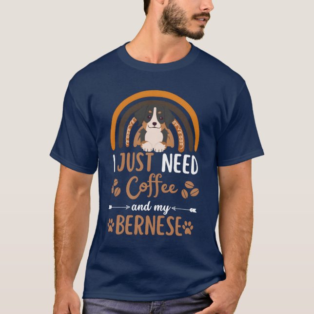 Camiseta Cute bernese mountain dog coffee dog cafe kawaii g (Frente)