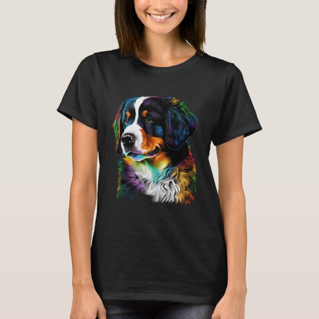 Camiseta Cute Bernese Mountain Dog Puppy  Unique Artistic (Frente)