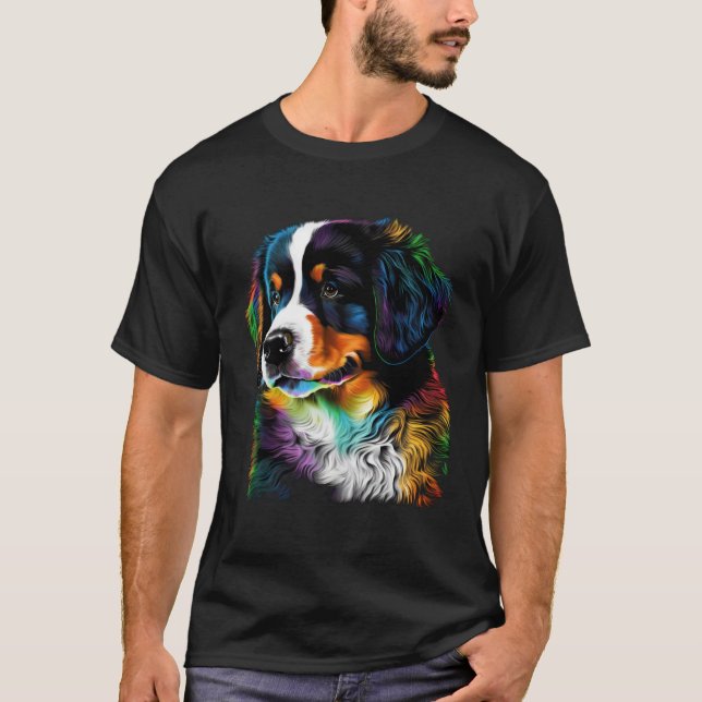 Camiseta Cute Bernese Mountain Dog Puppy  Unique Artistic (Frente)