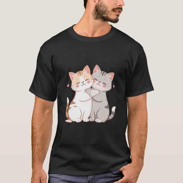 Camiseta Cute Best Friend Kittens Hugging Love Art ✨🐾💕 (Frente)