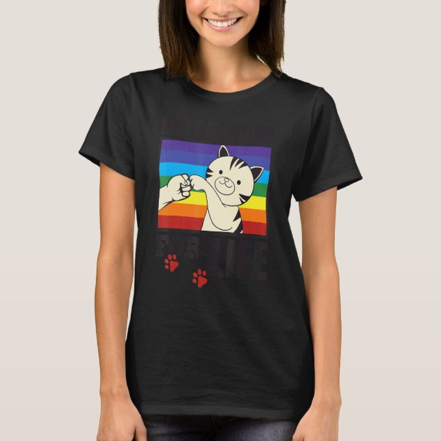 Camiseta Cute Best Friends For Life Fist Bumping Cat Rainbo (Frente)