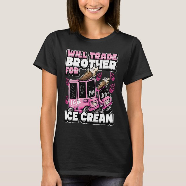 Camiseta Cute Big Sister Ice Cream Truck  Quote Matching (Frente)