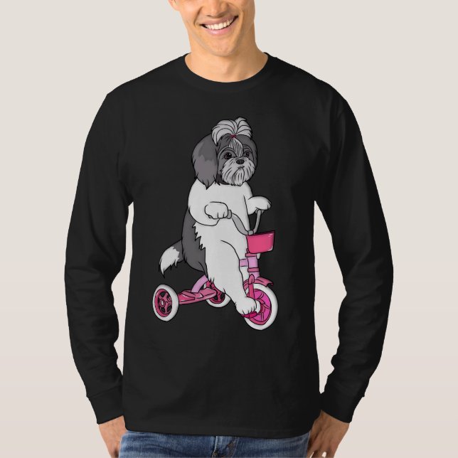 Camiseta Cute Biking Shih Tzu Dog Biker Shih Tzu Proprietár (Frente)