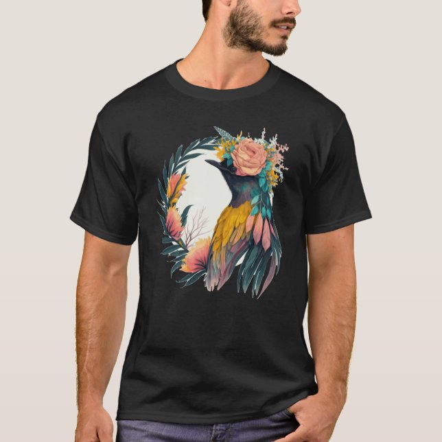 Camiseta Cute Bird Of Paradise Bird Flower Crown Pet Birds (Frente)