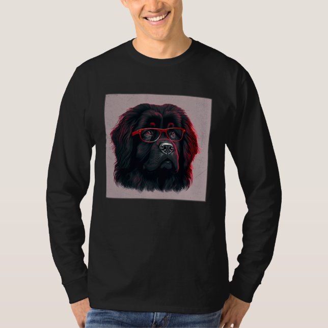 Camiseta Cute Black Dog Illustration Glasses Friendly Women (Frente)