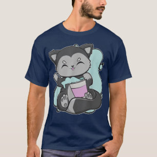 Camiseta Cute Black Fox With Tora Milk Bubble Tea And Boba 