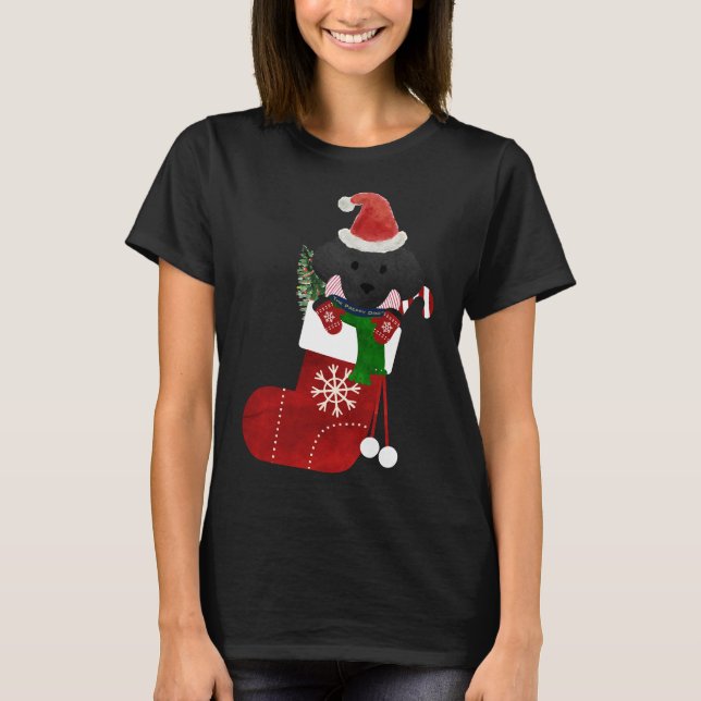 Camiseta Cute Black Lab Puppy Natal Stocks (Frente)