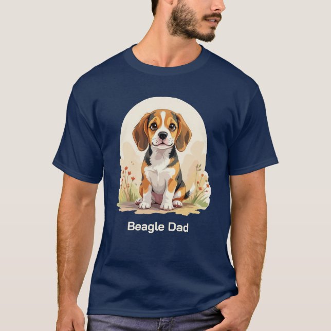 Camiseta Cute Black & Tan Beagle Puppy Beagle Dad (Frente)