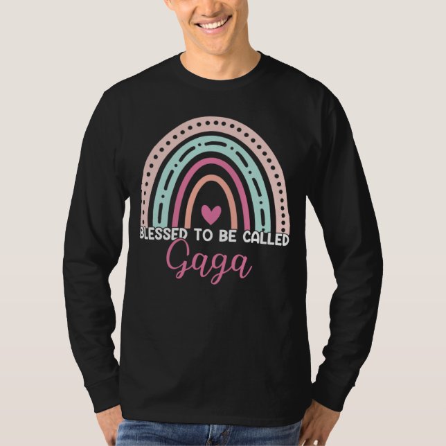 Camiseta Cute Blessed To Be Called Gaga Rainbow Mom Grandma (Frente)