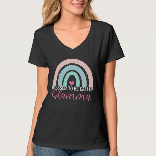 Camiseta Cute Blessed To Be Called Glamma Boho Rainbow Mom  (Frente)