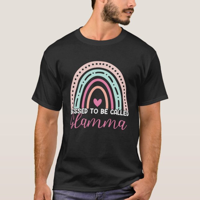 Camiseta Cute Blessed To Be Called Glamma Rainbow Mom Grand (Frente)
