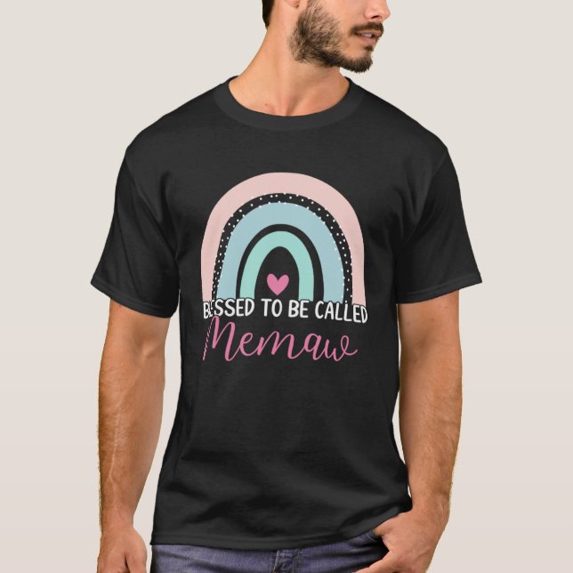 Camiseta Cute Blessed To Be Called Memaw Boho Rainbow Mom G (Frente)