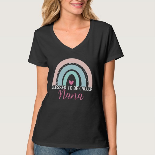 Camiseta Cute Blessed To Be Called Nana Boho Rainbow Mom Gr (Frente)