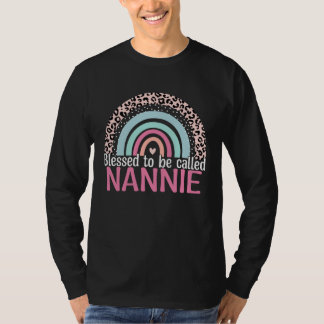 Camiseta Cute Blessed To Be Called Nannie Boho Rainbow Leop