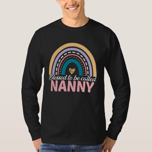 Camiseta Cute Blessed To Be Called Nanny Rainbow Mother s D (Frente)