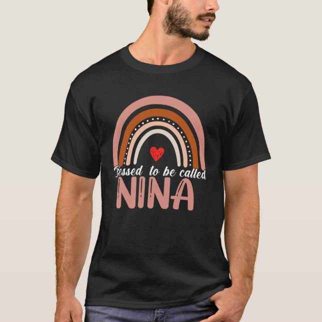 Camiseta Cute Blessed To Be Called Nina Rainbow Women Mothe (Frente)