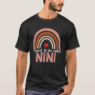 Camiseta Cute Blessed To Be Called Nini Rainbow Women Mothe